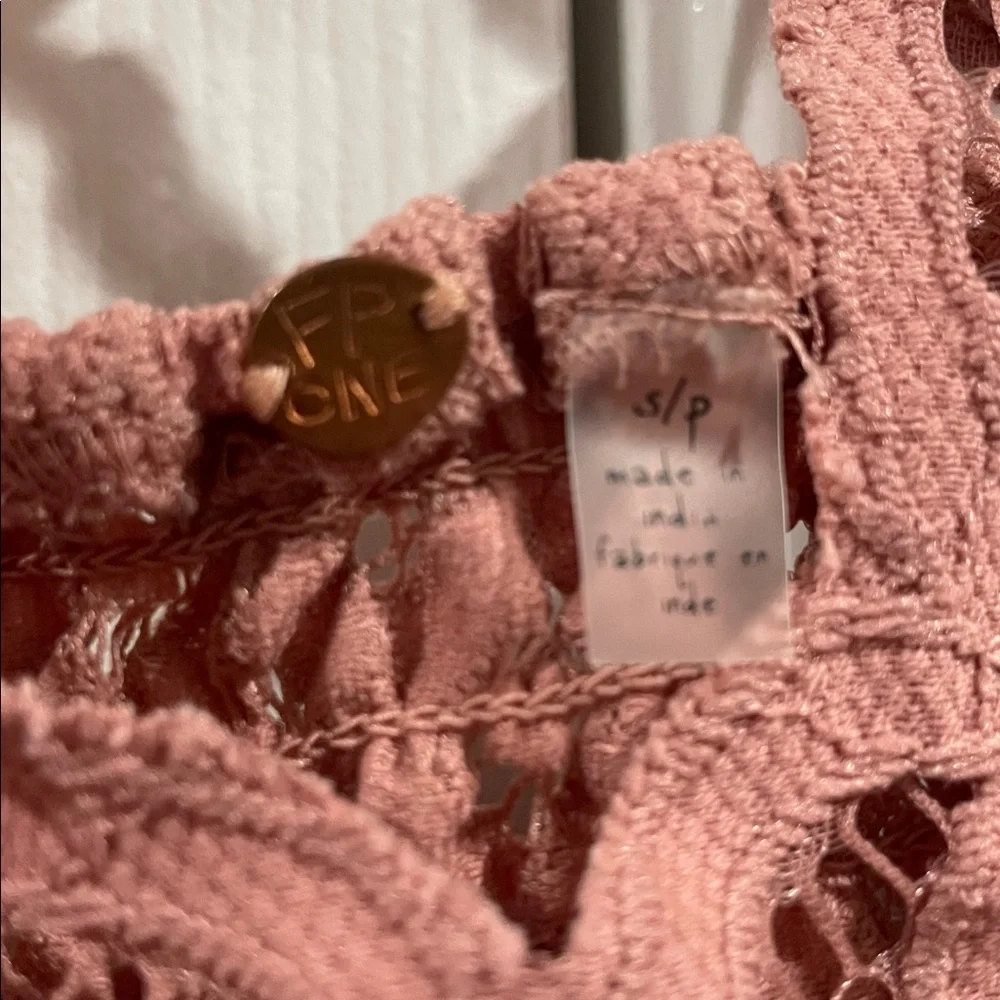 Free People One- Lace Bodice Tiered Ruffle Sundress - Dusty Rose- Size Small - Picture 3 of 12